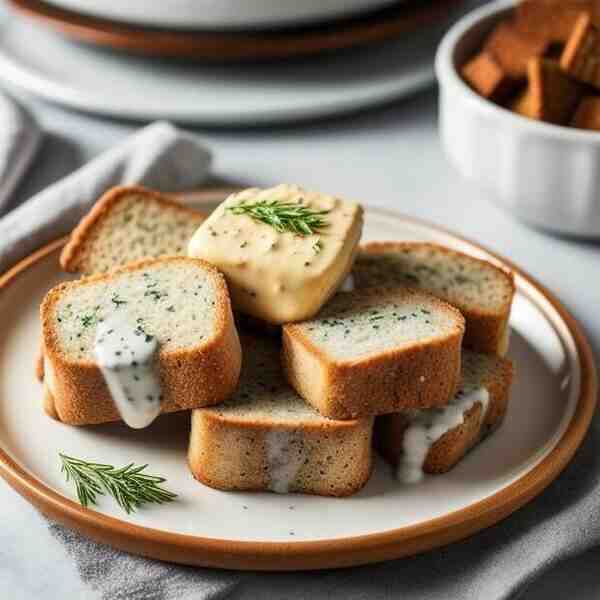 Селедочное масло с гренками из ржаного хлеба
